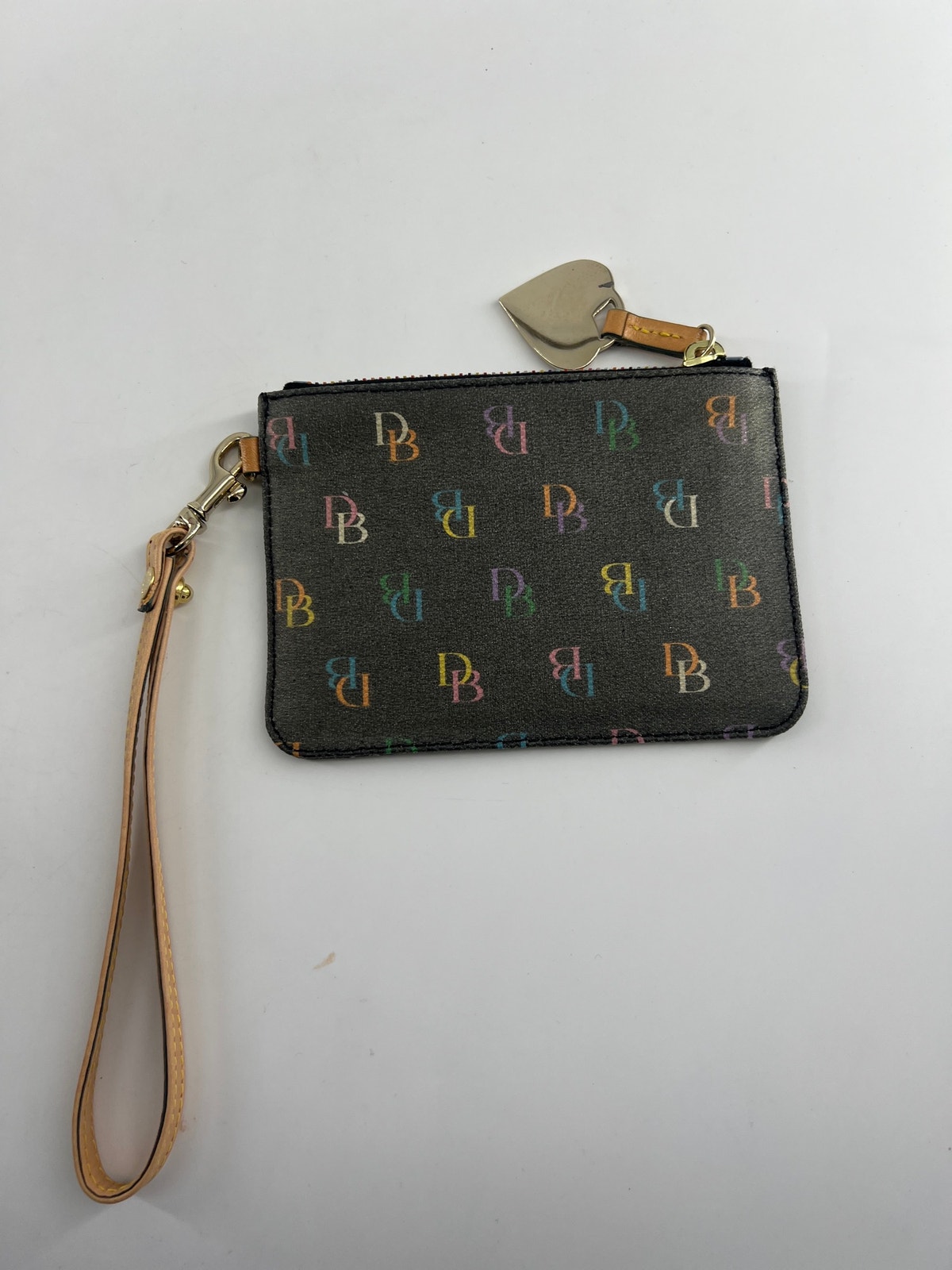 Dooney & Bourke Rainbow Logo Signature Monogram Wrostlet Wallet Zip Coin Purse